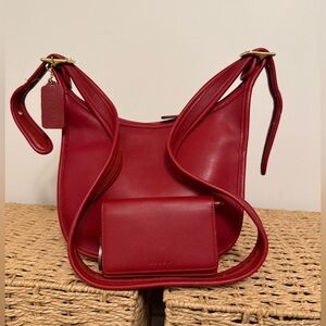 Vintage Coach Red Janice Legacy Bag 9950 AND Wallet